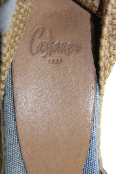 Castaner Women's Ankle Wrap Espadrille Wedge Sandals Blue Size 7