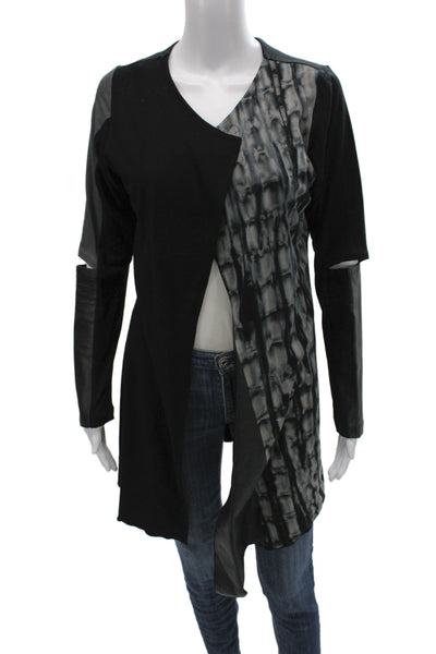 Rock N Karma Women Cardigan Black Rayon V Neck Geometric Long Sleeve Size M