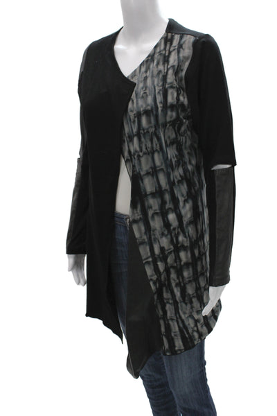 Rock N Karma Women Cardigan Black Rayon V Neck Geometric Long Sleeve Size M