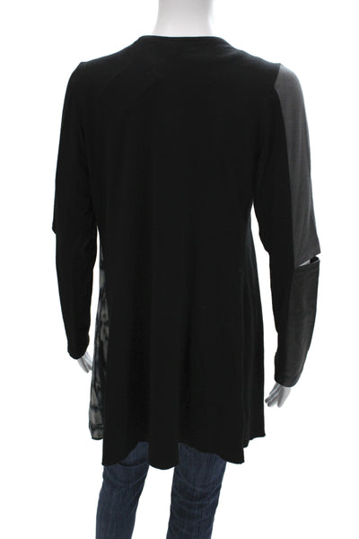 Rock N Karma Women Cardigan Black Rayon V Neck Geometric Long Sleeve Size M