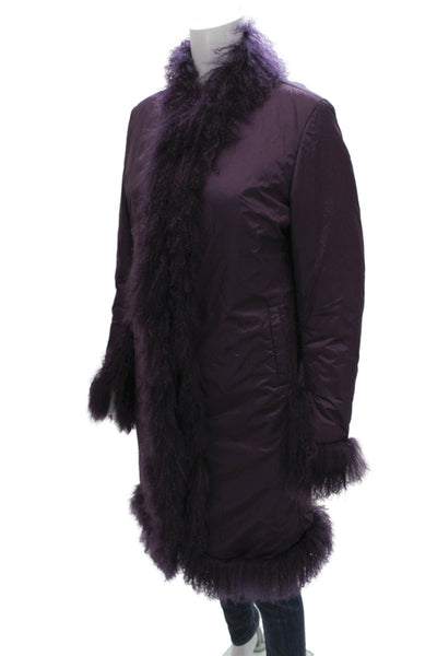 Massimo Rebecchi Women Puffer Jacket Purple Nylon Long Sleeve Size 42