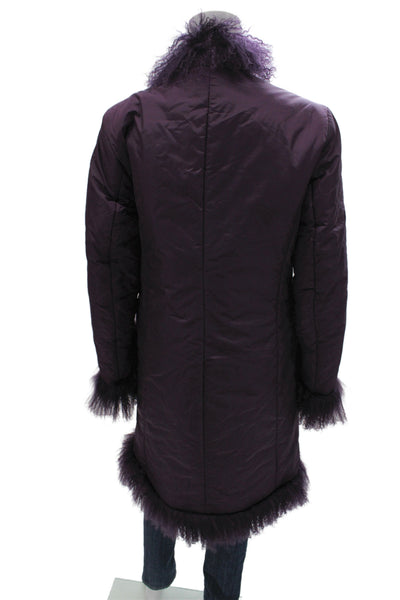 Massimo Rebecchi Women Puffer Jacket Purple Nylon Long Sleeve Size 42