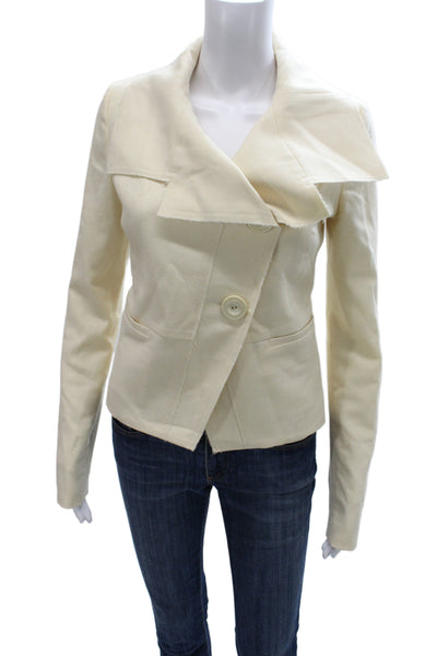 Patrizia Pepe Womens Basic Jacket Ivory Polyester Button Long Sleeve Size 40