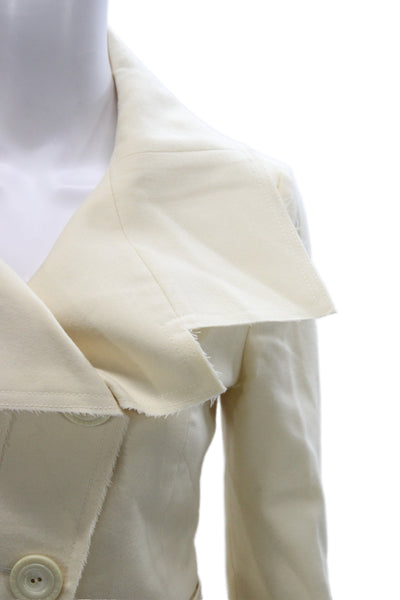 Patrizia Pepe Womens Basic Jacket Ivory Polyester Button Long Sleeve Size 40