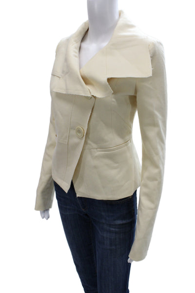 Patrizia Pepe Womens Basic Jacket Ivory Polyester Button Long Sleeve Size 40