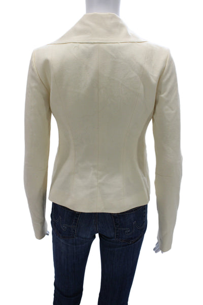 Patrizia Pepe Womens Basic Jacket Ivory Polyester Button Long Sleeve Size 40