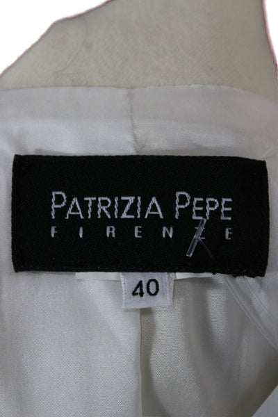 Patrizia Pepe Womens Basic Jacket Ivory Polyester Button Long Sleeve Size 40