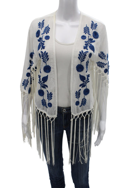 Show Me Your Mumu Womens Cardigan Kimono V Neck Floral White Long Sleeve Size S