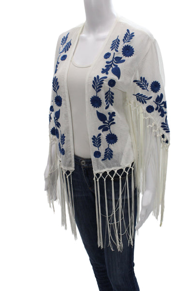 Show Me Your Mumu Womens Cardigan Kimono V Neck Floral White Long Sleeve Size S