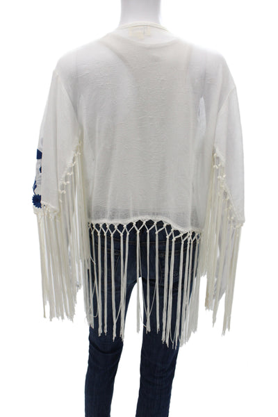 Show Me Your Mumu Womens Cardigan Kimono V Neck Floral White Long Sleeve Size S