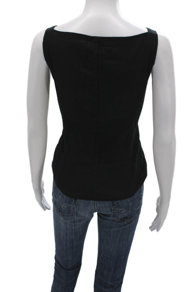 Wayf Women Basic Black Linen Blend Square Neck Sleeveless Tank Size S
