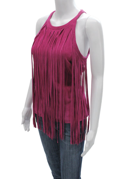 Bagatelle Women Tunic Tank Pink Leather Halter Sleeveless Zip Boho Size M