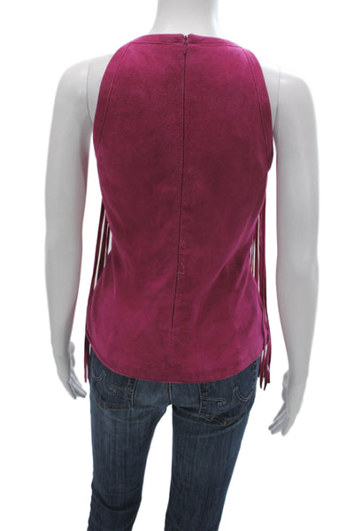 Bagatelle Women Tunic Tank Pink Leather Halter Sleeveless Zip Boho Size M