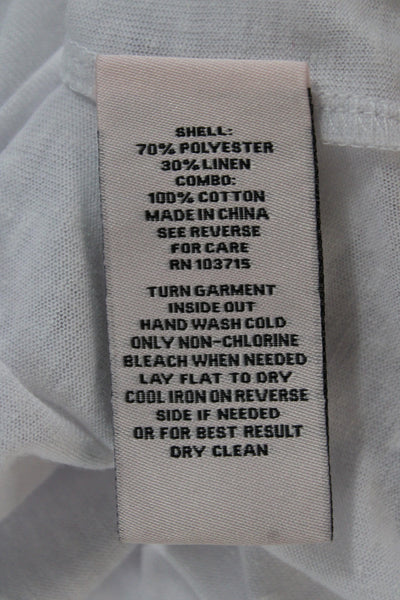 Nanette Nanette Lepore Women Basic Henley T-Shirt White Cap Sleeve Size M
