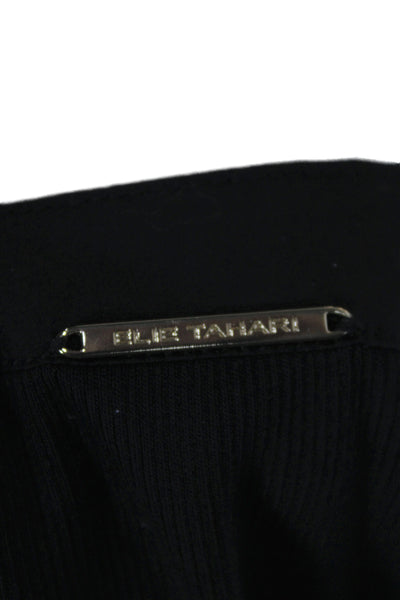 Elie Tahari Women Black V-Neck Long Sleeve Basic T-Shirt Size XS