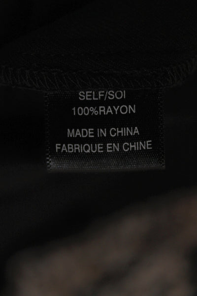 Wayf Womens Basic V-Neck Long Sleeve Rayon Blouse Black Size M
