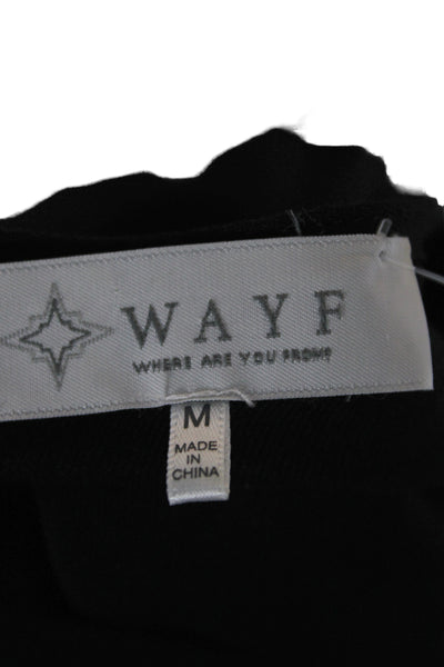Wayf Womens Basic V-Neck Long Sleeve Rayon Blouse Black Size M