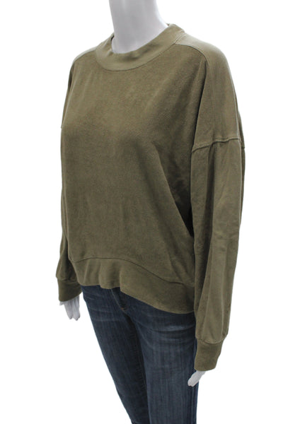 Varley Women Pullover Sweatshirt Green Mock Neck Long Sleeve Cotton Size XS