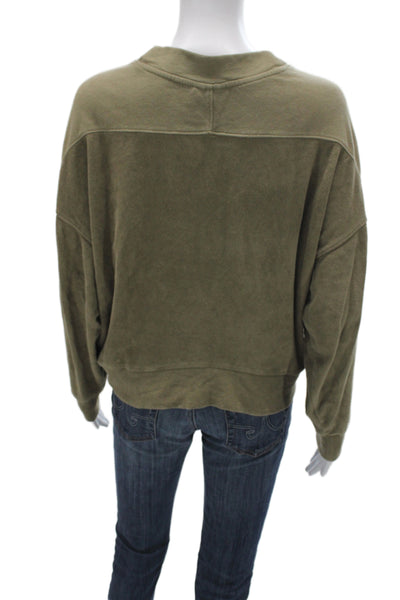Varley Women Pullover Sweatshirt Green Mock Neck Long Sleeve Cotton Size XS