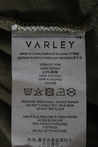Varley Women Pullover Sweatshirt Green Mock Neck Long Sleeve Cotton Size XS