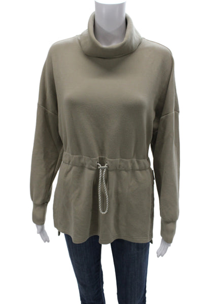 Varley Women Pullover Sweatshirt Green Cowl Neck Long Sleeve Viscose Size S