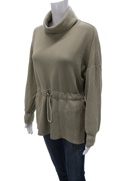 Varley Women Pullover Sweatshirt Green Cowl Neck Long Sleeve Viscose Size S