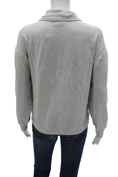 Varley Women Gray Pullover Sweatshirt Collared Zip Cotton Blend Size L Tall
