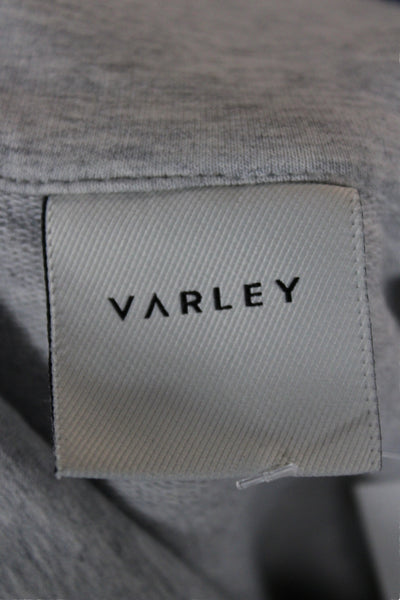 Varley Women Gray Pullover Sweatshirt Collared Zip Cotton Blend Size L Tall