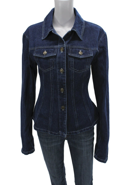Lioness Women Basic Jacket Blue Cotton Long Sleeve Button Size S