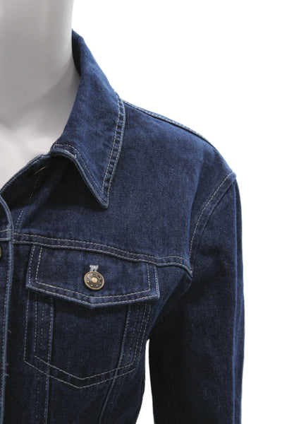 Lioness Women Basic Jacket Blue Cotton Long Sleeve Button Size S