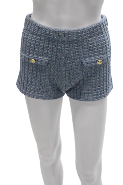 Zara Women Sleeveless Sweetheart Geometric Polyester Set Blue Button Size L