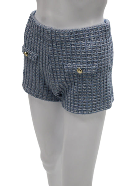 Zara Women Sleeveless Sweetheart Geometric Polyester Set Blue Button Size L