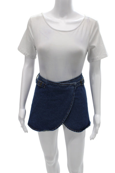 Lioness Womens Mini Wrap Skort Dark Blue 100% Cotton Short Solid Size S