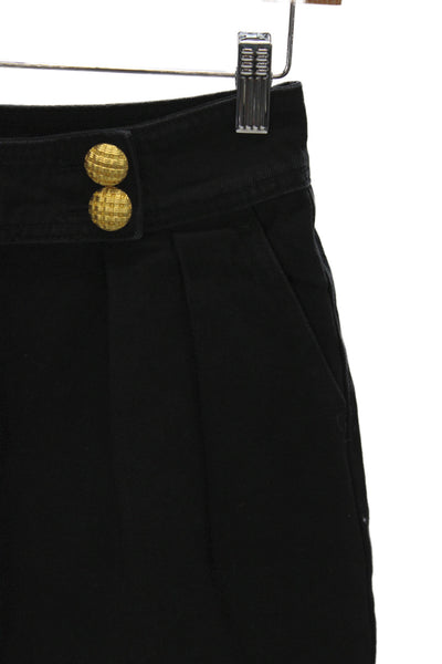 English Factory Womens Cropped Black Pants Cotton High Rise Size S