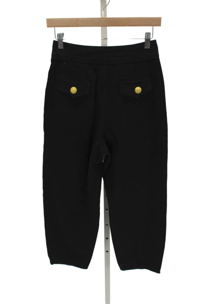 English Factory Womens Cropped Black Pants Cotton High Rise Size S