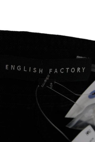 English Factory Womens Cropped Black Pants Cotton High Rise Size S