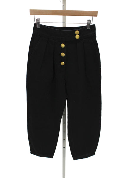 English Factory Women Cropped Black Cotton High Rise Military Pants Size XS