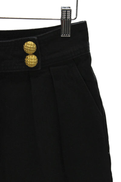 English Factory Women Cropped Black Cotton High Rise Military Pants Size XS