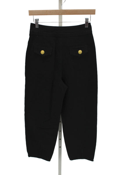 English Factory Women Cropped Black Cotton High Rise Military Pants Size XS