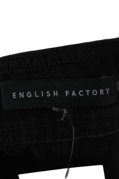 English Factory Women Cropped Black Cotton High Rise Military Pants Size XS