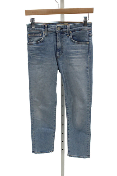 CQY Women Blue Straight High Rise Cotton Blend Jeans Size 25