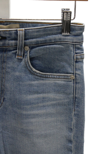 CQY Women Blue Straight High Rise Cotton Blend Jeans Size 25