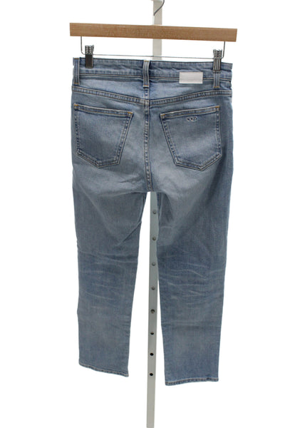 CQY Women Blue Straight High Rise Cotton Blend Jeans Size 25