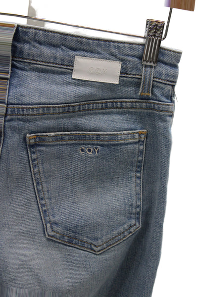 CQY Women Blue Straight High Rise Cotton Blend Jeans Size 25