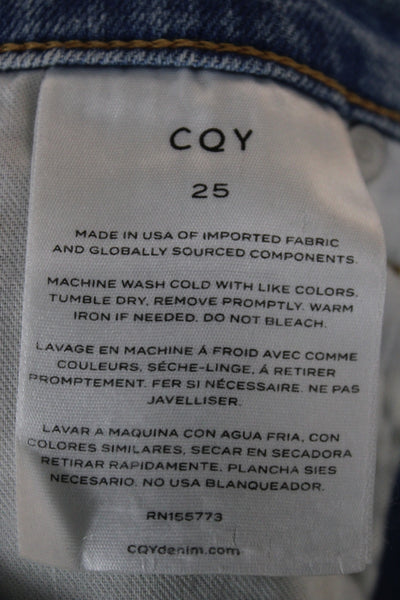 CQY Women Blue Straight High Rise Cotton Blend Jeans Size 25