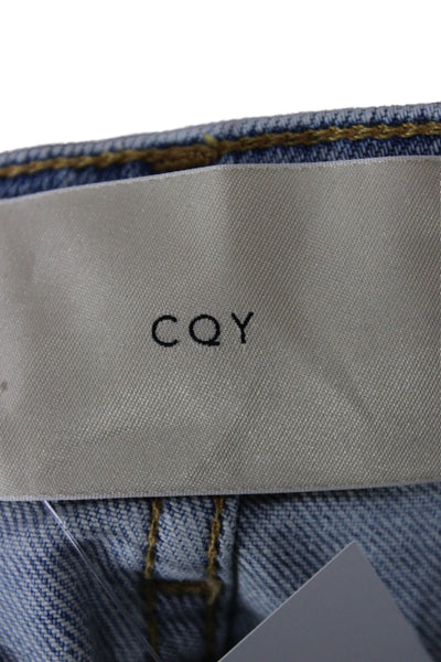 CQY Women Blue Straight High Rise Cotton Blend Jeans Size 25