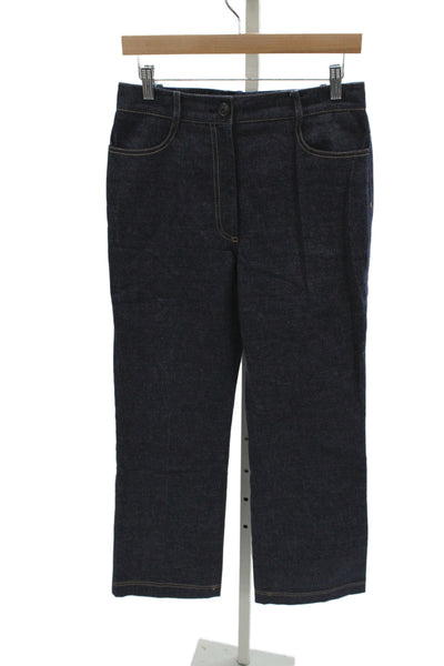 Claudie Pierlot Women Blue Straight Jeans Cotton Blend High Rise Size 38
