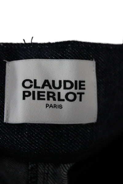 Claudie Pierlot Women Blue Straight Jeans Cotton Blend High Rise Size 38