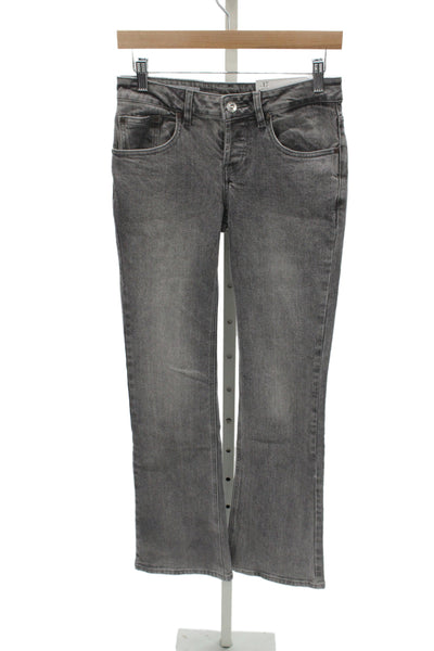 De Rococo Womens Straight Jeans Gray Cotton Blend High Rise Button Size XS