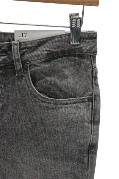 De Rococo Womens Straight Jeans Gray Cotton Blend High Rise Button Size XS